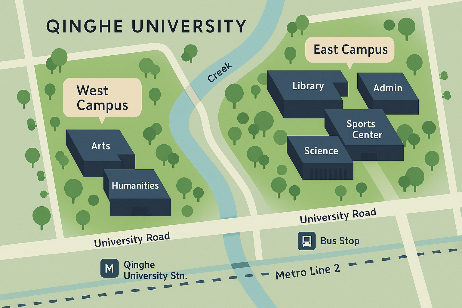 清河大学校区示意图